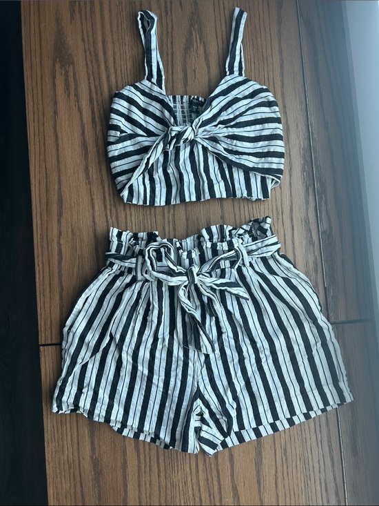 Dynamite Pants - Dynamite Black & White Vertical Stripe Two-Piece Set